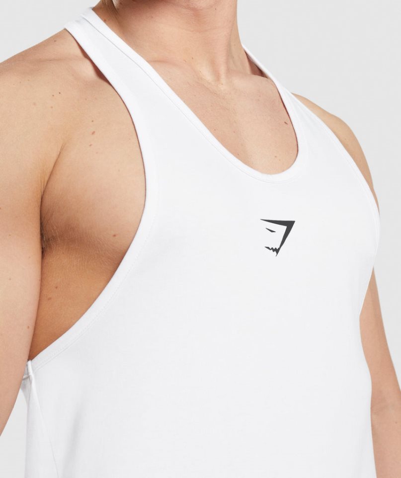 Podkoszulki Gymshark Critical Stringer Męskie Białe | PL 089IAZ